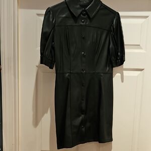 Elegant Black Faux Leather Dress